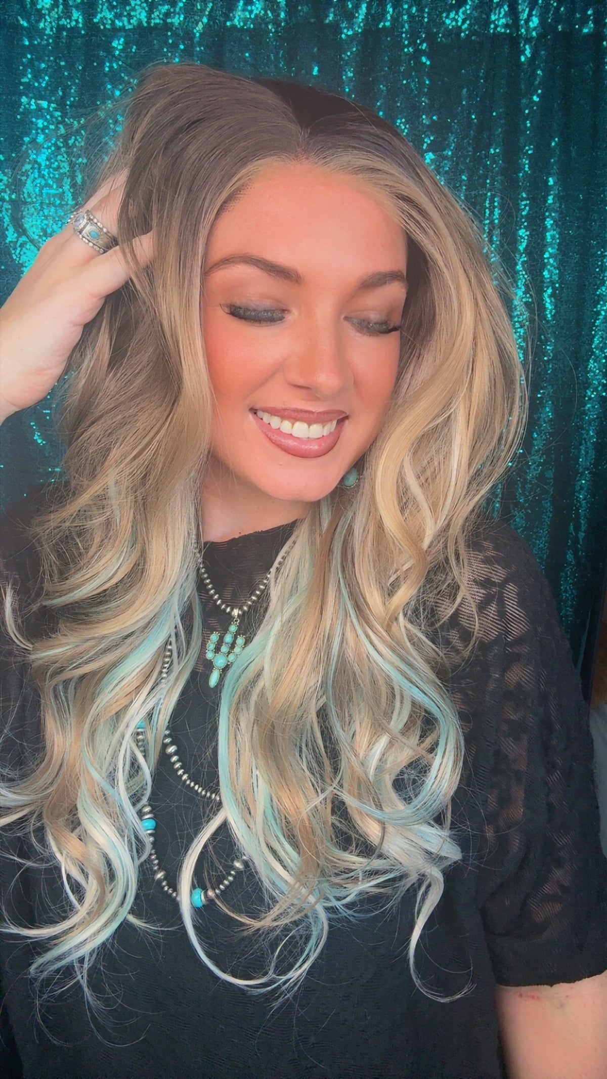 Cadence Turquoise Trail | 13×4 Free Part |Lace Front | 28 Inches | 130% Density |Synthetic Futura Fiber | Standard