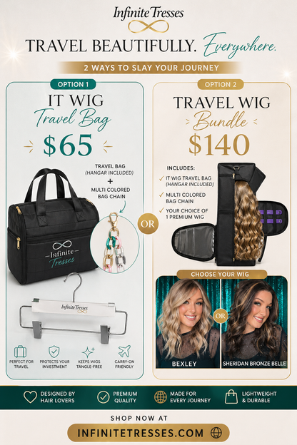 Infinite Tresses Travel Bag Combo with Sheridan Bronze Belle. Standard Size with hangar