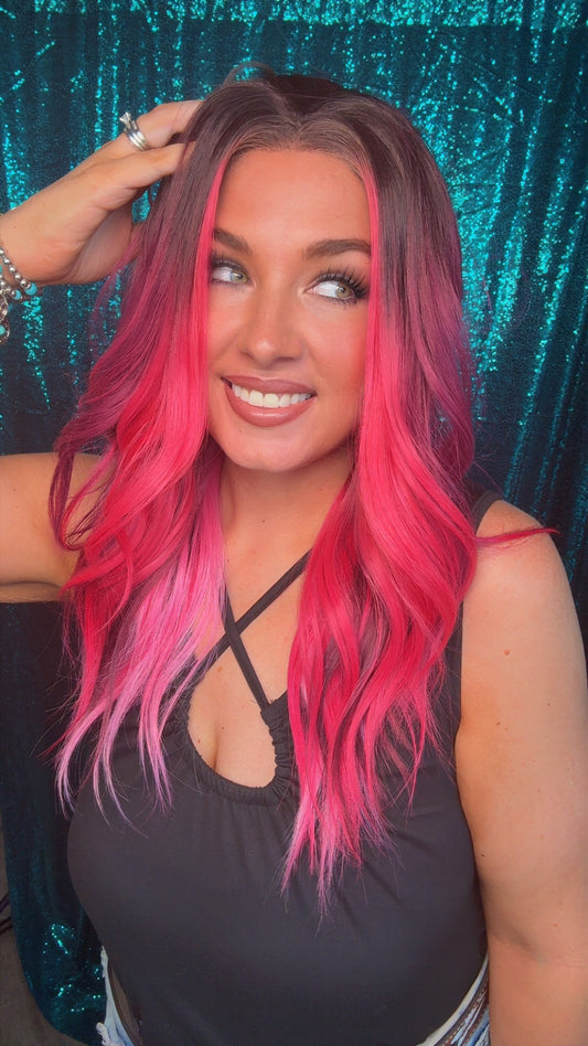 Karma Raspberry Riot | 26 inches | 13 x 4 lace Front | Free Part | 130 density | Petite