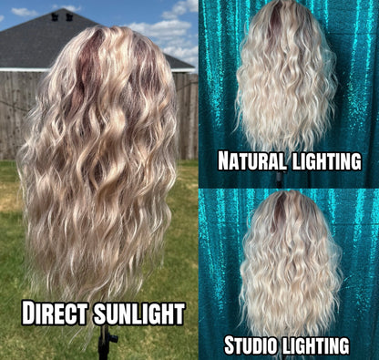 Maddie Apricot Silk | 13x4 Lace Front | Free Part| 130% density | 26 inches | Standard