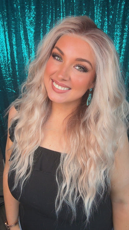 Maddie Apricot Silk | 13x4 Lace Front | Free Part| 130% density | 26 inches | Standard