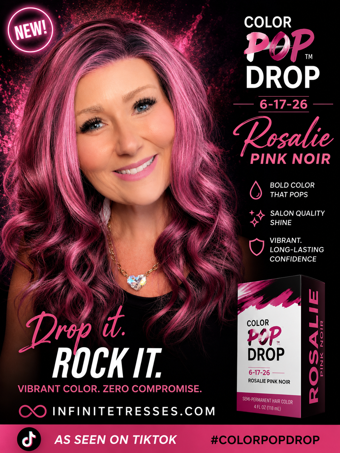 Rosalie Pink Noir | 13x4 Free Part Lace Front | 24 “ | 130% density | Petite
