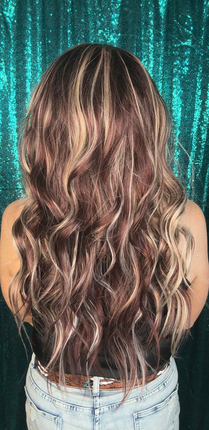 Sierra Caramel Bourbon | 13×4 Free Part | Lace Front | 27 Inches | 130% Density | Synthetic Futura Fiber | Large