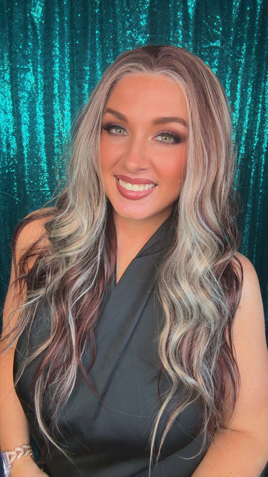 Sierra Caramel Bourbon | 13×4 Free Part | Lace Front | 27 Inches | 130% Density | Synthetic Futura Fiber l| Petite