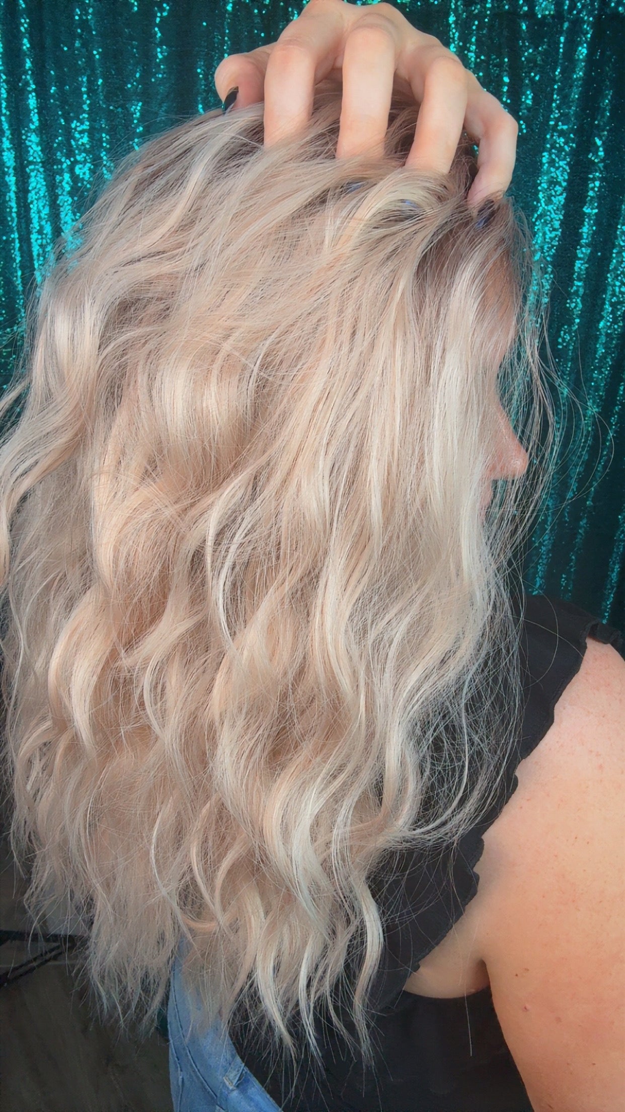 Maddie Apricot Silk | 13x4 Lace Front | Free Part| 130% density | 26 inches | Standard