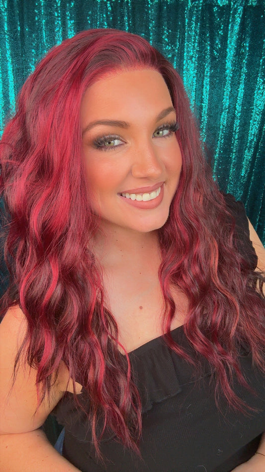 Maddie Cherry Bomb | 13x4 Lace Front | Free Part | 130% density | 26 inches | Large