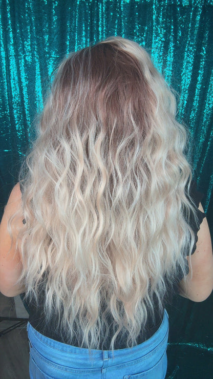 Maddie Apricot Silk | 13x4 Lace Front | Free Part| 130% density | 26 inches | Standard