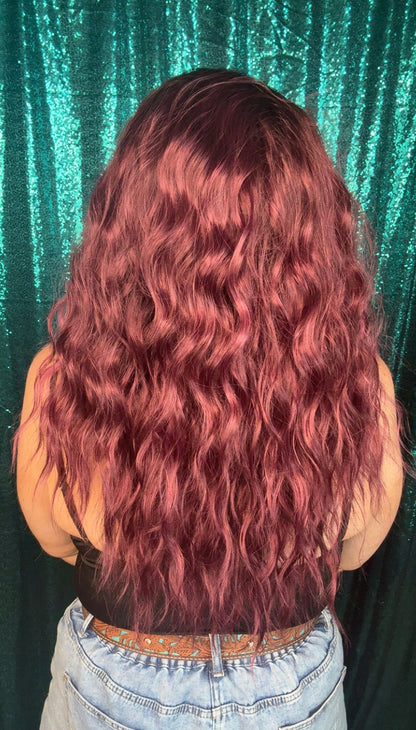Maddie Velvet Merlot | 13x4 | lace Front | Free Part | 24 inches | Petite