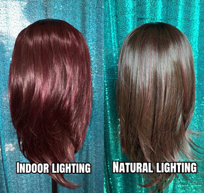 Calista Cowgirl Crimson Standard Size Synthetic Lace Front Wig 13x4