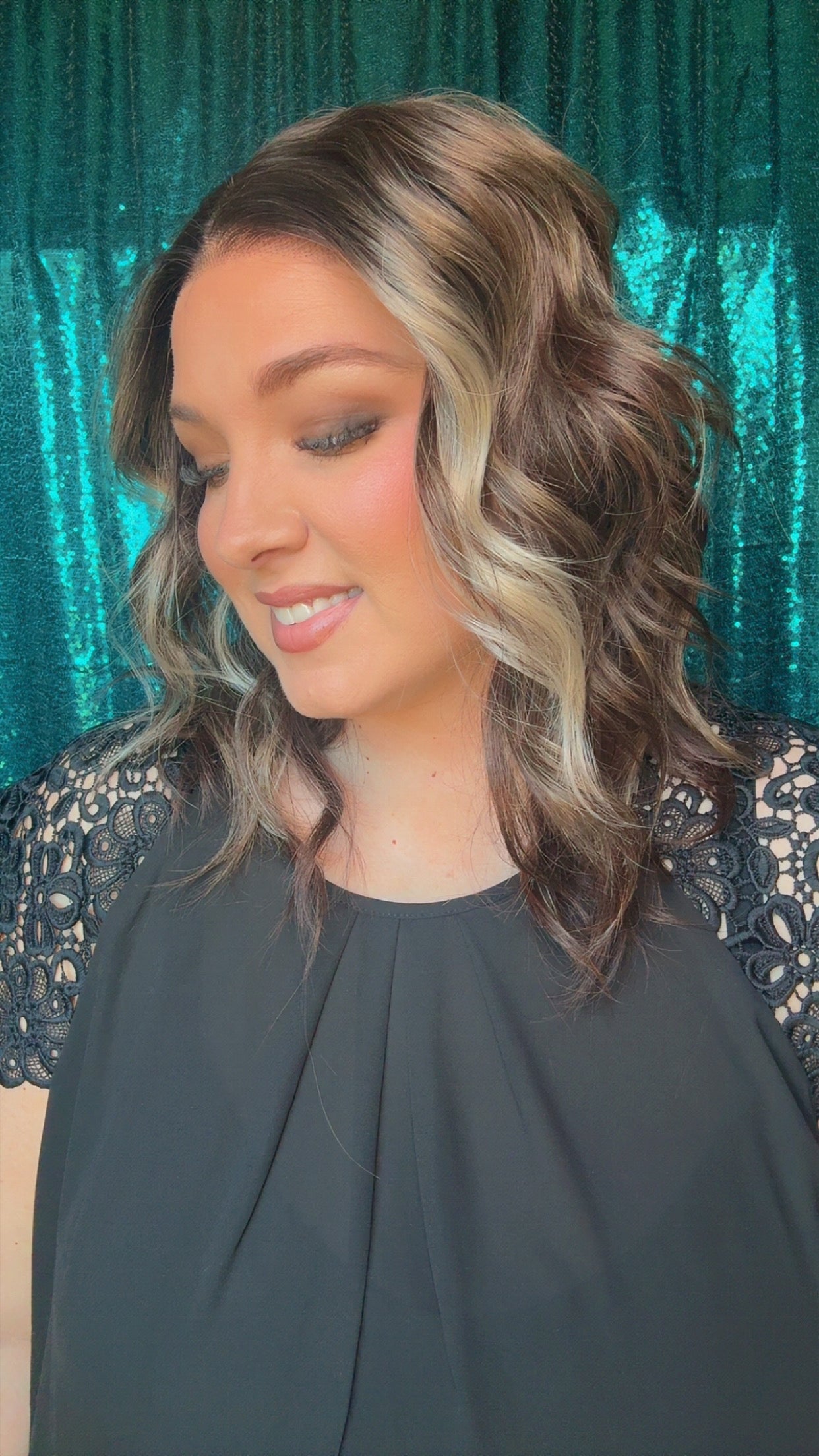 Callie Mocha Daydream Petite Size  Synthetic Lace Front Wig . T-part