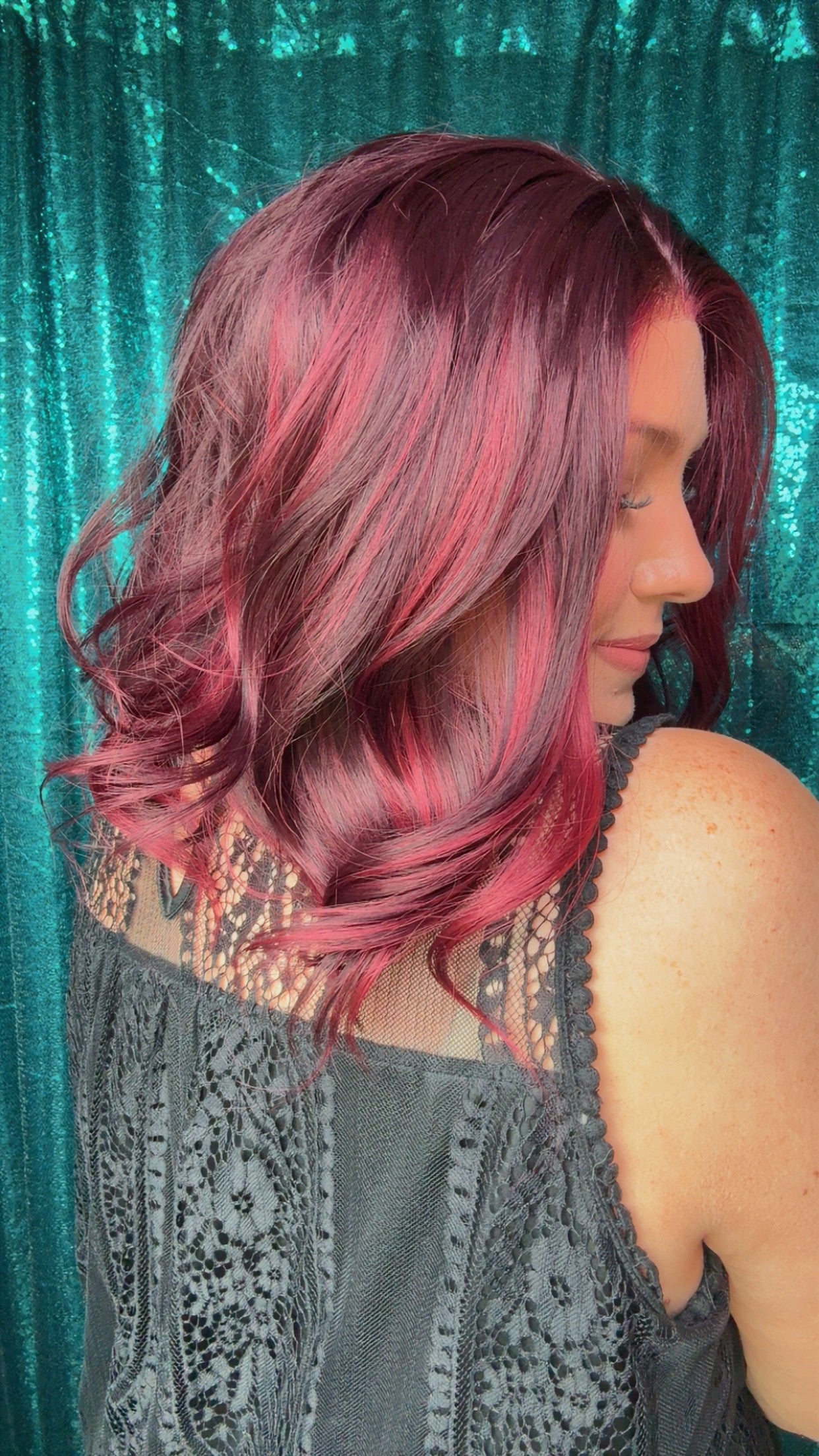MARISSA CHERRY COLA |13x4 | Free part | 16” lace front synthetic wig