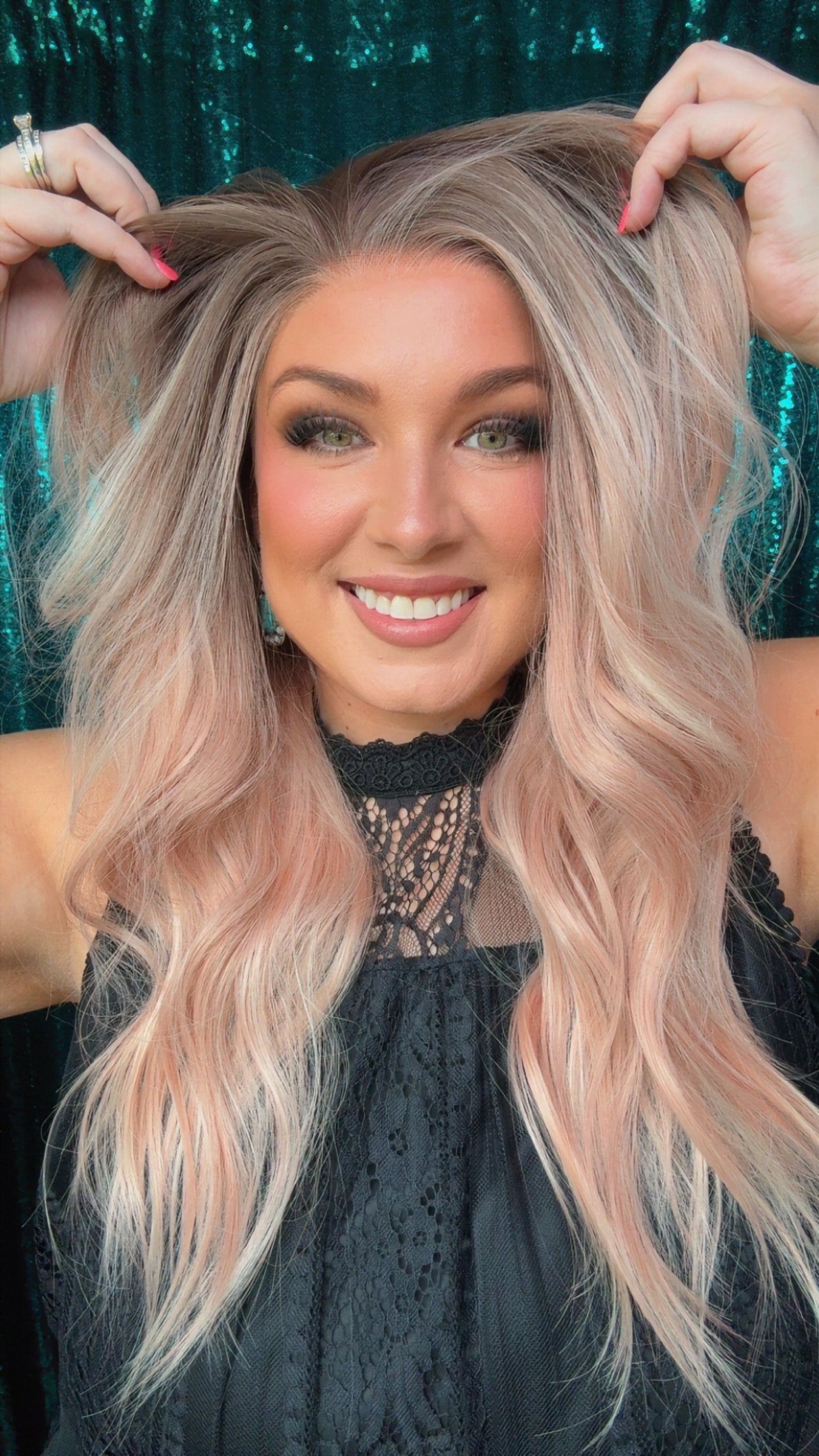 GLOW GETTER PEACH |26” | 13x4 Lace Front Synthetic Wig | Medium |Free Part