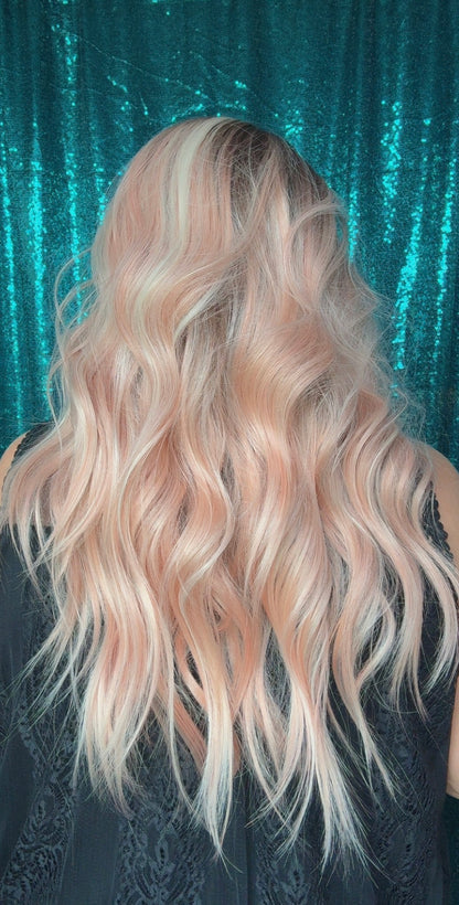 GLOW GETTER PEACH |26” | 13x4 Lace Front Synthetic Wig | Medium |Free Part