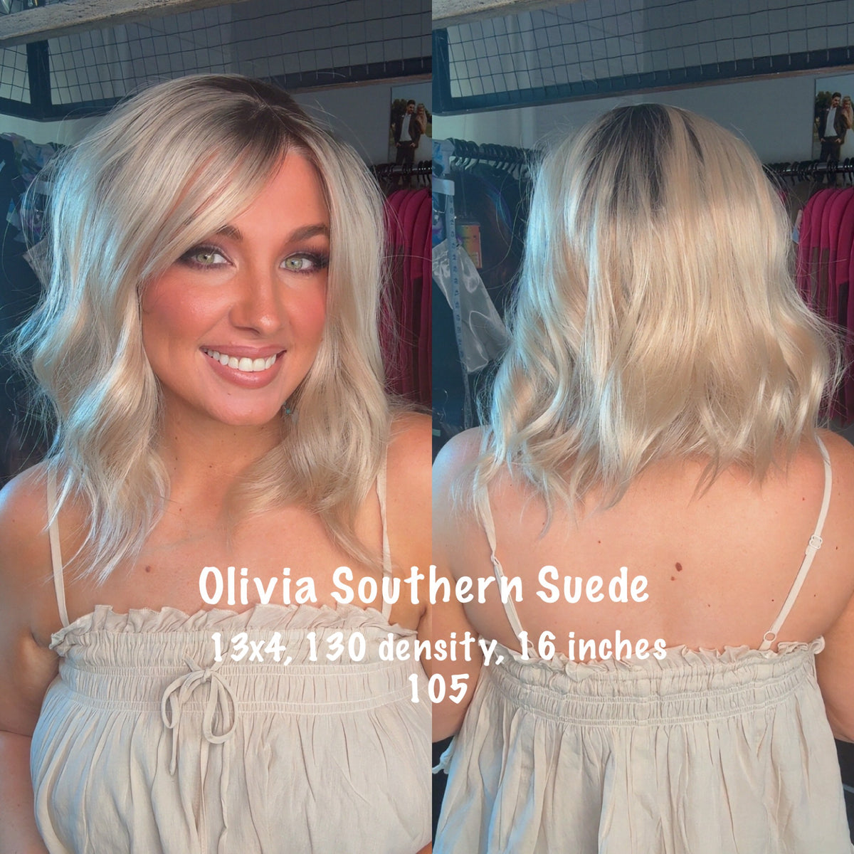 Olivia Southern Suede | 13x4 | lace Front | Free Part | 16 inches | 130 density | Standard