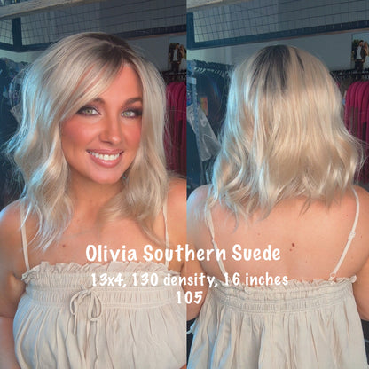 Olivia Southern Suede | 13x4 | lace Front | Free Part | 16 inches | 130 density | Standard