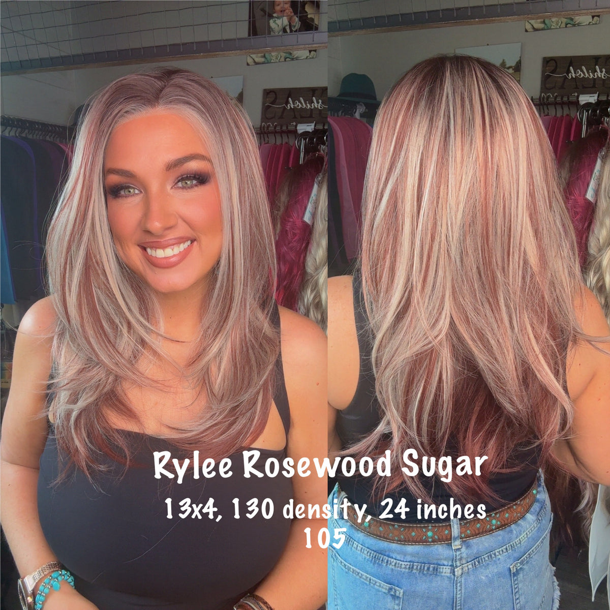 Rylee Rosewood Sugar | 13×4 | 130% Density | 24” | Free Part | Standard