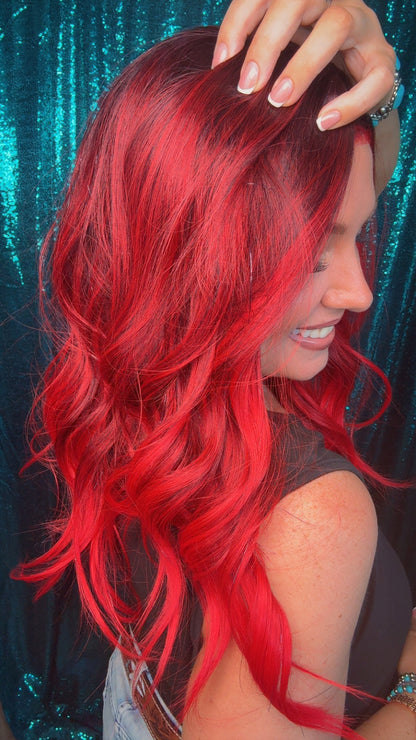 Karma Red Handed (tinsel) | Lace Front | Free Part | 13x4 | 130 density | 22 inches | Petite