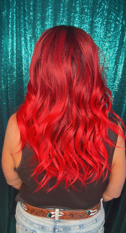 Karma Red Handed (tinsel) | Lace Front | Free Part | 13x4 | 130 density | 22 inches | Petite