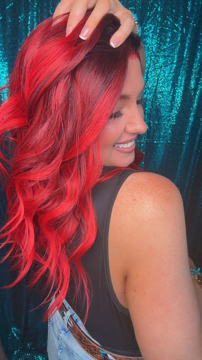 Karma Red Handed (tinsel) | Lace Front | Free Part | 13x4 | 130 density | 22 inches | Petite
