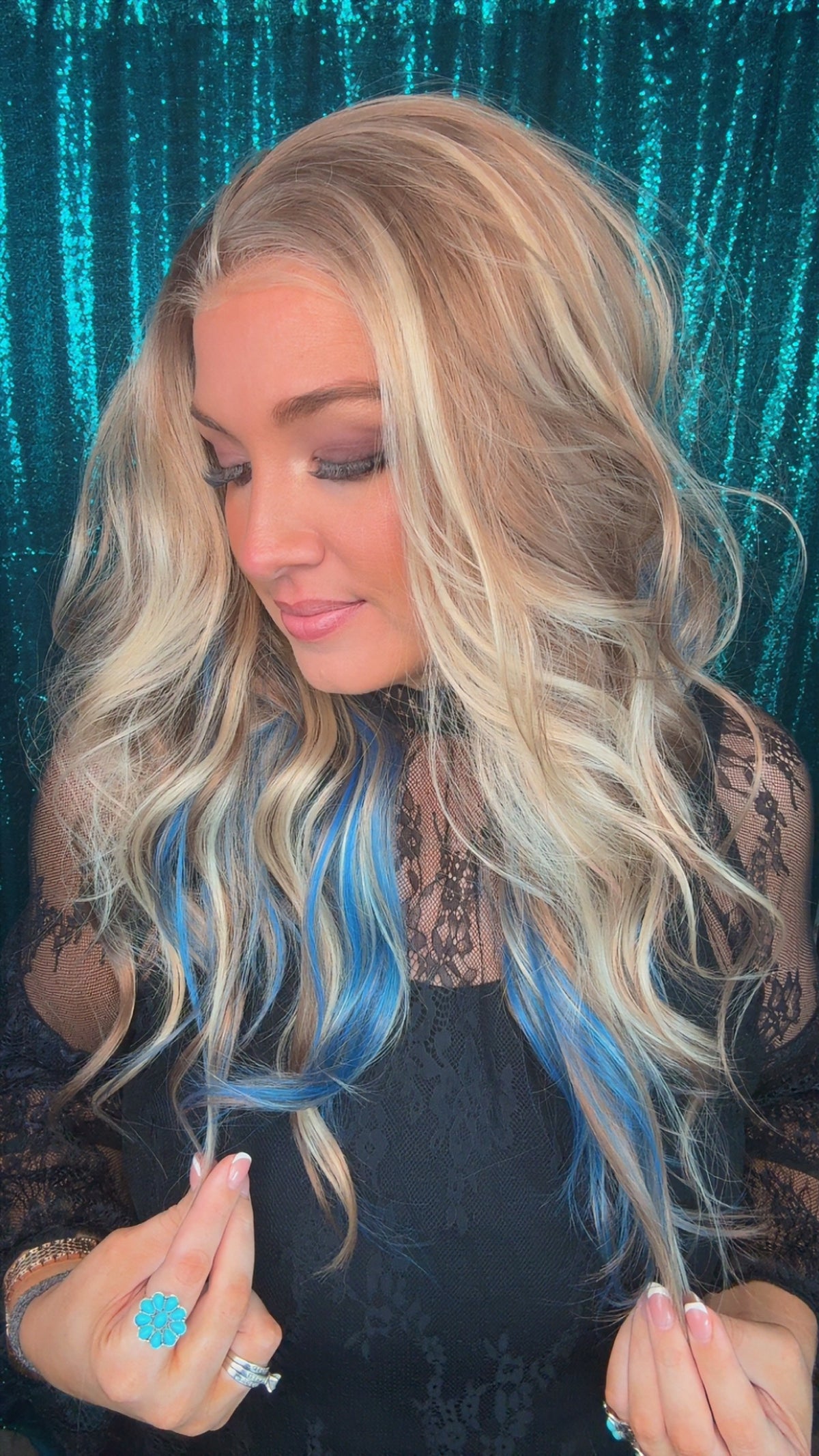 Envy Blue Mirage | 13x 4| Free Part | Lace Front | 25 inches | 130% density | Petite