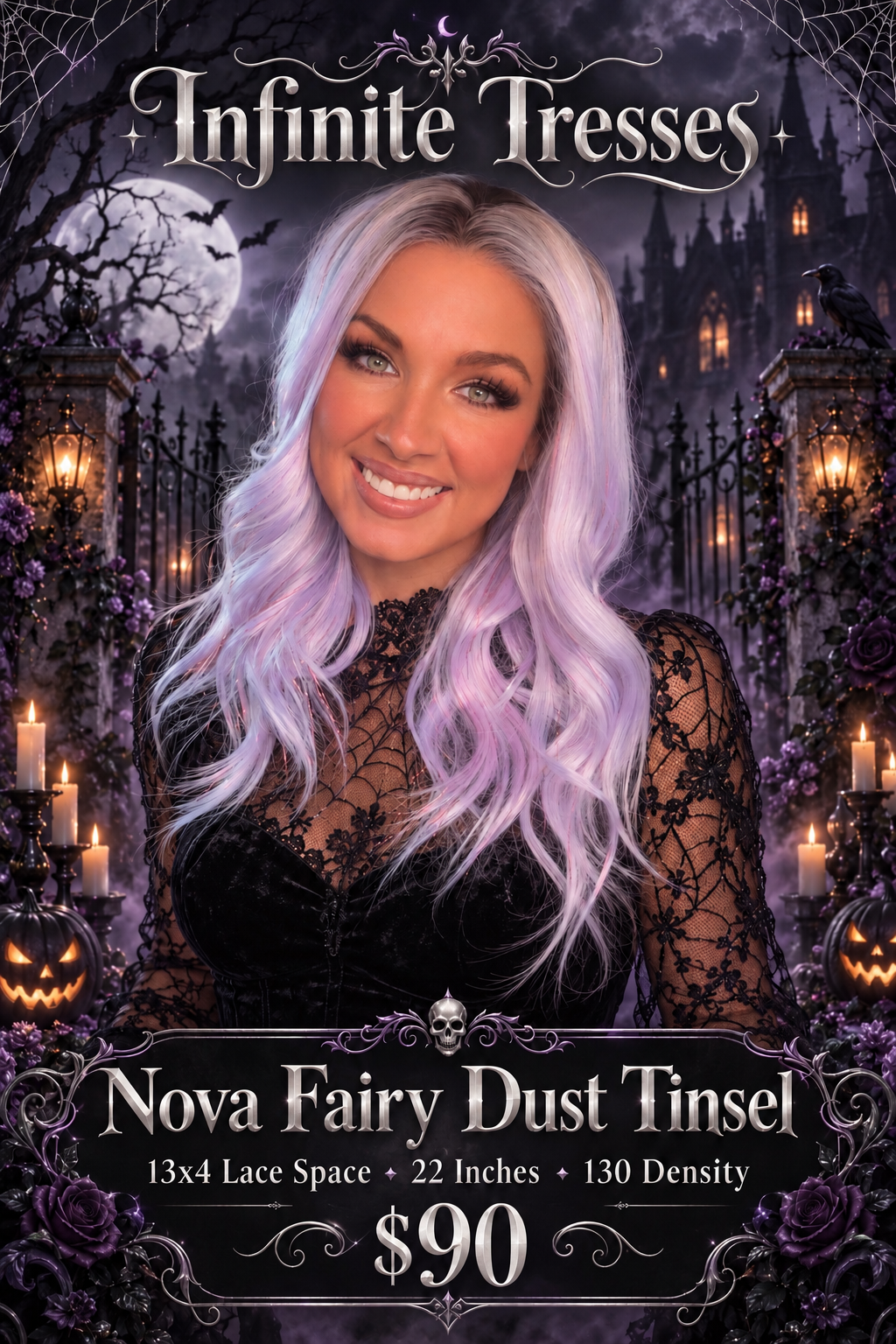 Nova Fairy Dust Tinsel | 13x4 Free Part | Lace Front | 130% Density | Synthetic Wig | 22 Inches | Standard