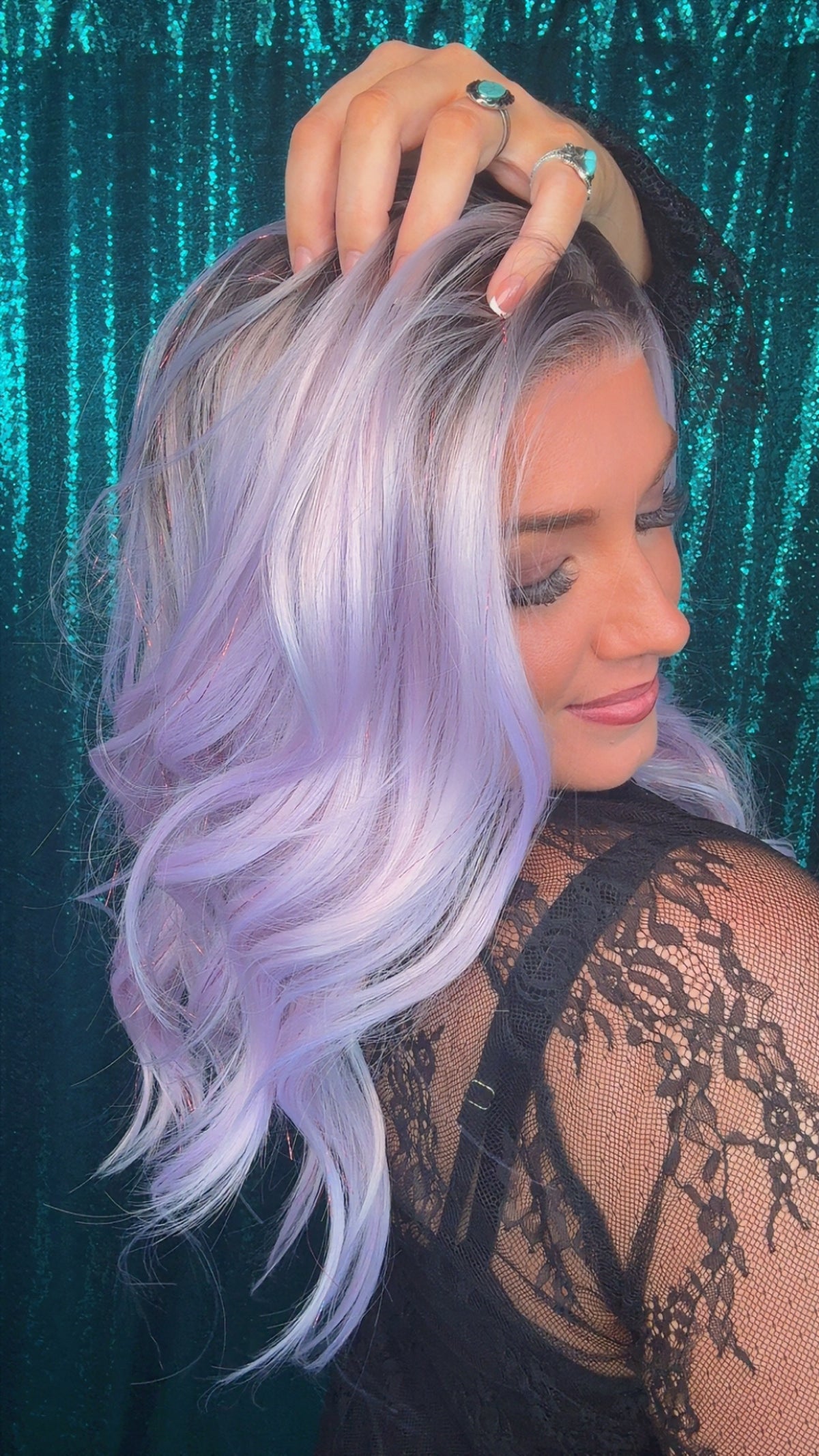 Nova Fairy Dust Tinsel | 13x4 Free Part | Lace Front | 130% Density | Synthetic Wig | 22 Inches | Standard