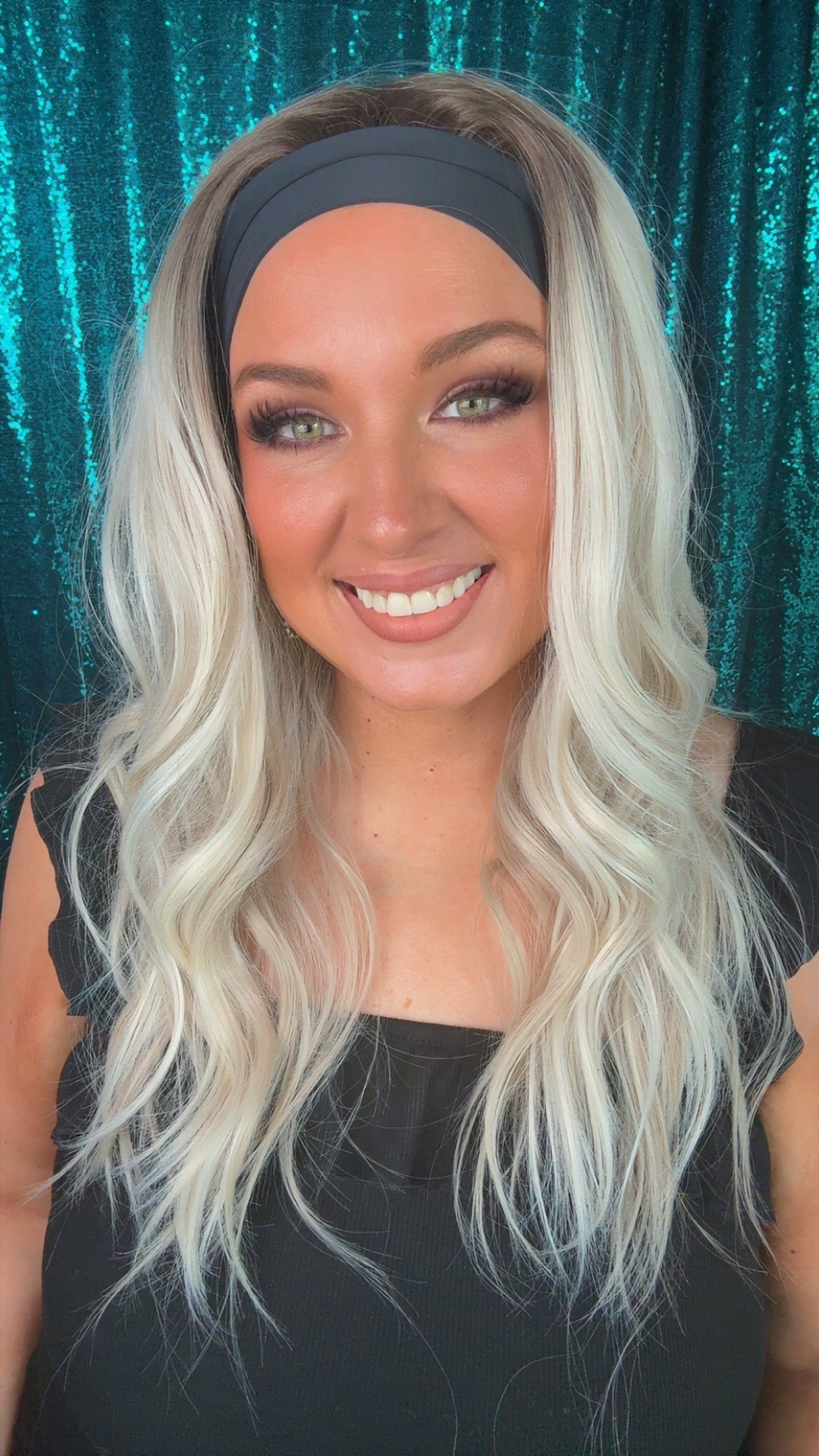 Hannah Cream Blonde Headband Wig | 25” | 130 % density | Standard
