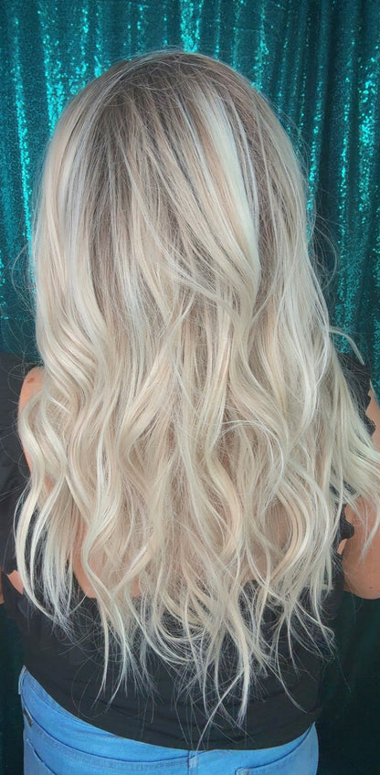 Hannah Cream Blonde Headband Wig | 25” | 130 % density | Standard