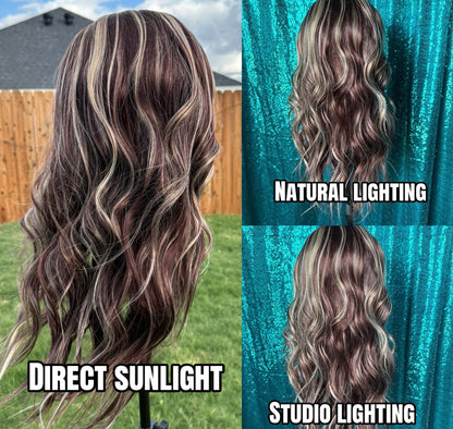Sierra Caramel Bourbon | 13×4 Free Part | Lace Front | 27 Inches | 130% Density | Synthetic Futura Fiber | Large