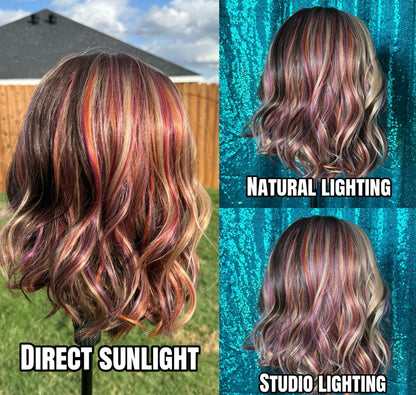 Poppy Sunset Sorbet | 13×4 Free Part | Lace Front | 18 Inches | 130% Density | Synthetic Futura Fiber| Standard