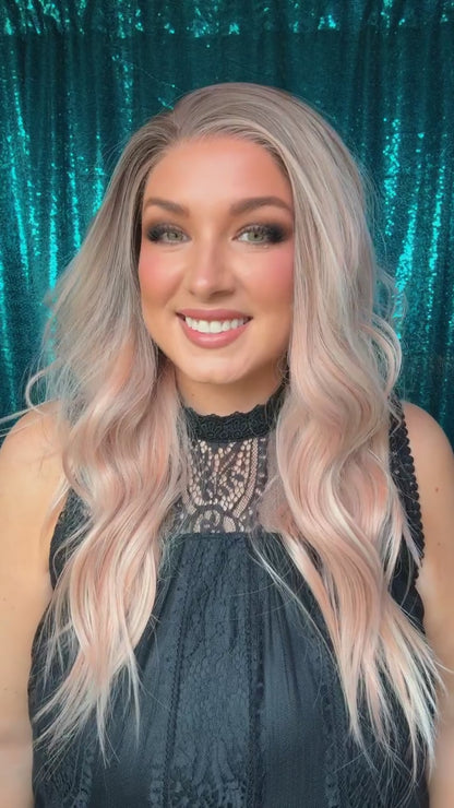GLOW GETTER PEACH |26” | 13x4 Lace Front Synthetic Wig | Medium |Free Part